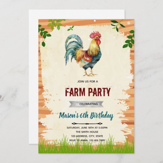 Einladung zur Geburtstagsfeier (Vorne/Hinten)