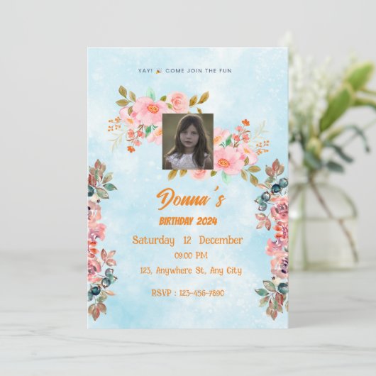 Einladung zur Geburtstagsfeier (Stehend Vorderseite)