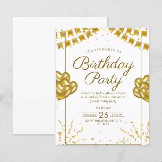 Einladung zur Geburtstagsfeier (Vorne/Hinten)