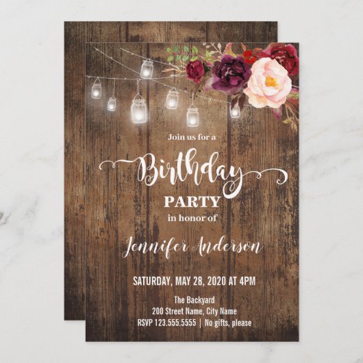 Einladung zur Geburtstagsfeier (Vorne/Hinten)