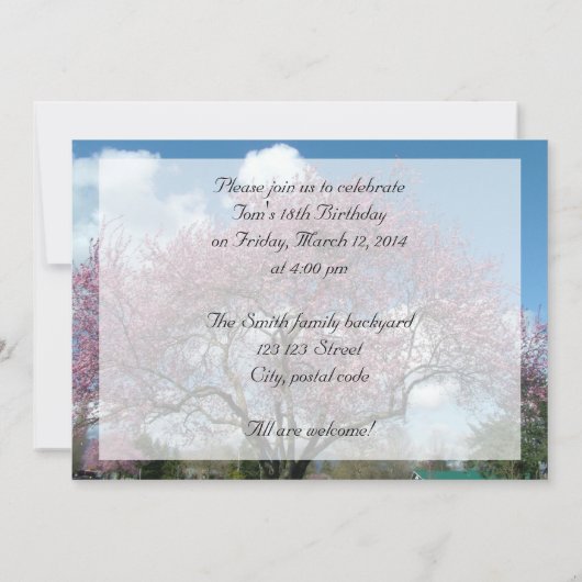 Einladung zur Geburtstagsfeier (Rückseite)