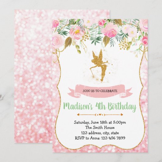 Einladung zur Geburtstagsfeier (Vorne/Hinten)