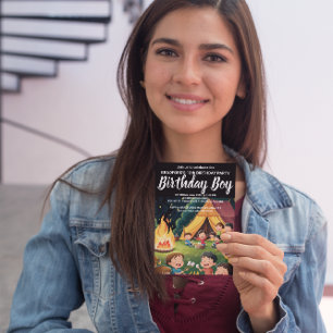 Einladung zur Geburtstagsfeier am Lagerfeuer Postkarte