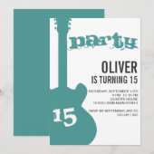 Einladung zur Geburtstagsfeier - Blue Guitar Silho (Vorne/Hinten)