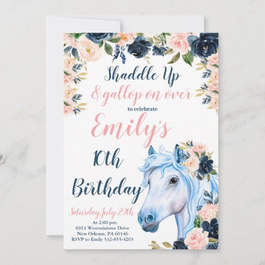 Einladung zur Geburtstagsfeier, Cowgirl jedes Alte (Vorderseite)