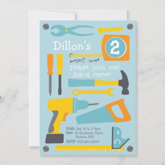 Einladung zur Geburtstagsfeier der Crew reparieren (Vorderseite)