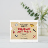Einladung zur Geburtstagsfeier der Schatzsuche Postkarte (Stehend Vorderseite)