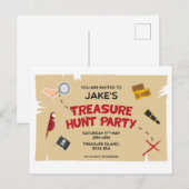 Einladung zur Geburtstagsfeier der Schatzsuche Postkarte (Vorne/Hinten)