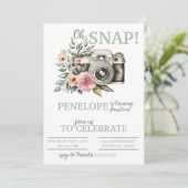 Einladung zur Geburtstagsfeier der Vintagen Blumen (Stehend Vorderseite)