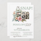 Einladung zur Geburtstagsfeier der Vintagen Blumen (Vorne/Hinten)