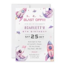 Einladung zur Geburtstagsfeier für rosa girly Spac