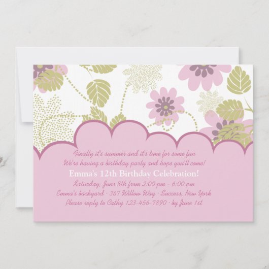 Einladung zur Geburtstagsfeier im Garten (Vorderseite)