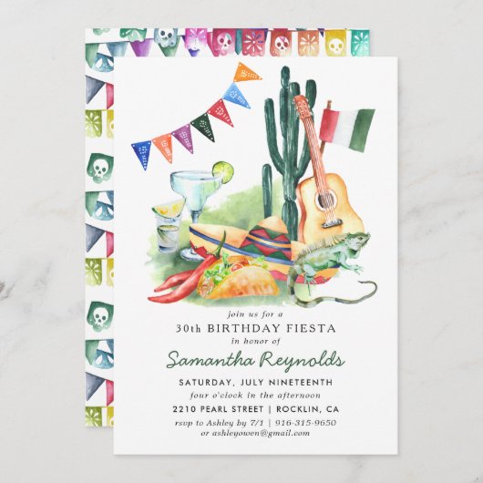 Einladung zur Geburtstagsfeier in Mexiko (Vorne/Hinten)