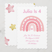 Einladung zur Geburtstagsfeier pink (Vorne/Hinten)