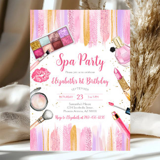 Einladung zur Geburtstagsfeier Spa Party Glitz und