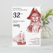 Einladung zur Geburtstagsfeier unter Piratengesich (Stehend Vorderseite)