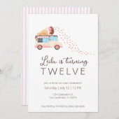 Einladung zur Geburtstagsfeier von Eiscreme (Vorne/Hinten)