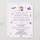 Einladung zur Geburtstagsfeier von Pink Hexe (Vorderseite)