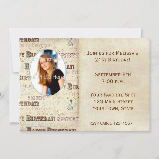 Einladung zur Geburtstagskarte (Vorderseite)