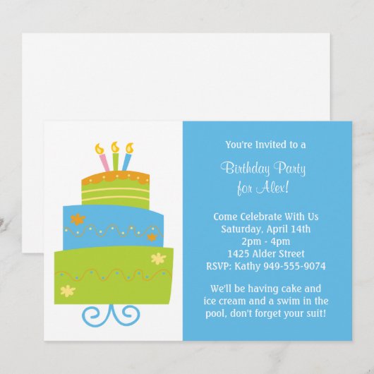 Einladung zur Geburtstagspartei (Vorne/Hinten)