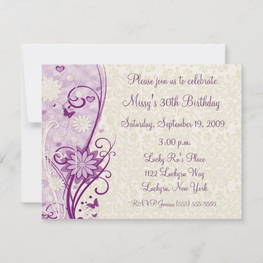 Einladung zur Geburtstagspartei (Rückseite)