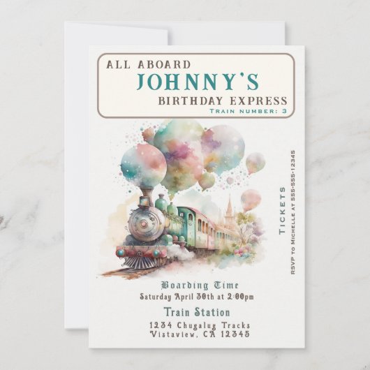 Einladung zur Geburtstagspartei (Vorderseite)