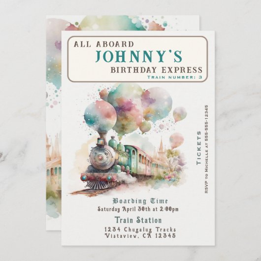 Einladung zur Geburtstagspartei (Vorne/Hinten)