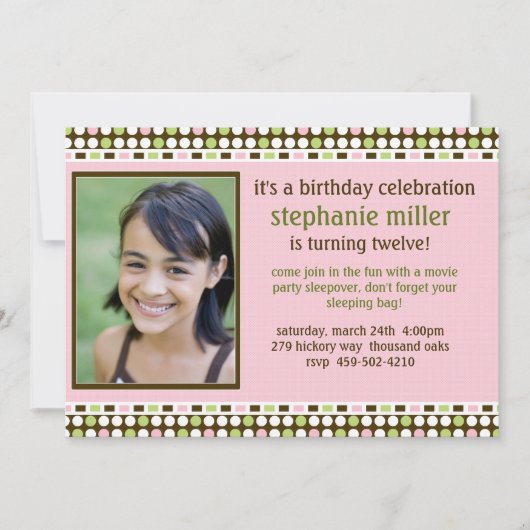 Einladung zur Geburtstagspartei (Vorderseite)