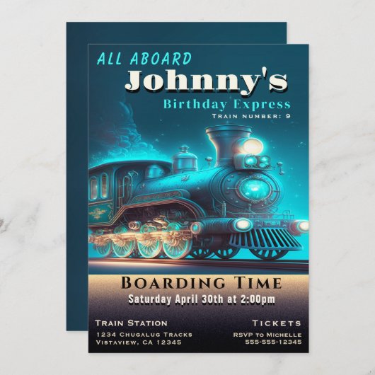 Einladung zur Geburtstagspartei (Vorne/Hinten)