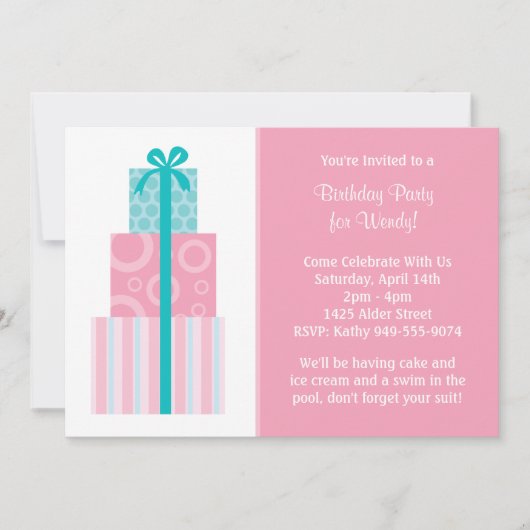 Einladung zur Geburtstagspartei (Vorderseite)