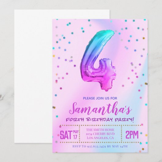 Einladung zur Geburtstagspartei (Vorne/Hinten)