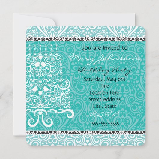 Einladung zur Geburtstagspartei (Vorderseite)