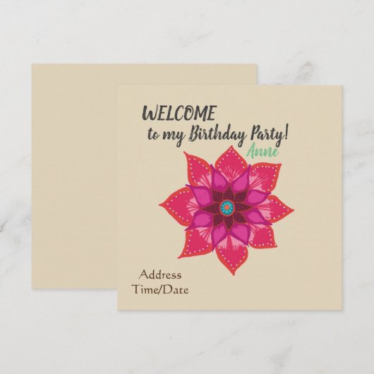 Einladung zur Geburtstagspartei (Vorne/Hinten)