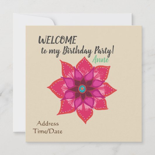 Einladung zur Geburtstagspartei (Vorderseite)