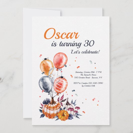 Einladung zur Geburtstagspartei (Vorderseite)