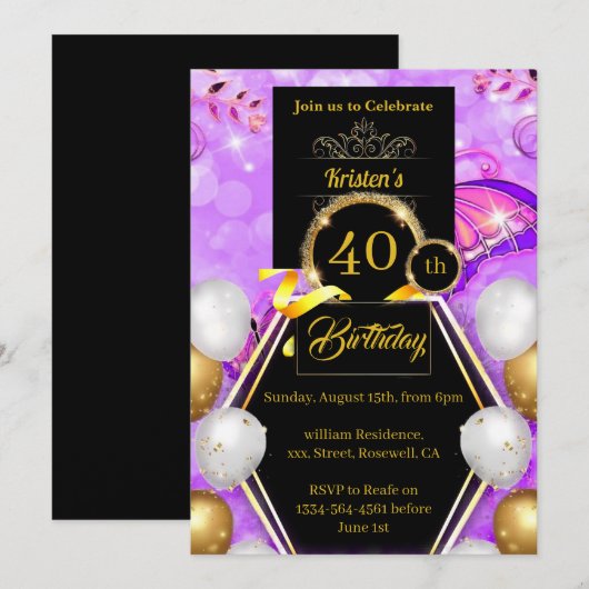 Einladung zur Geburtstagspartei (Vorne/Hinten)