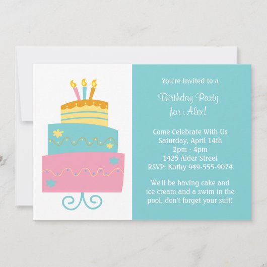 Einladung zur Geburtstagspartei (Vorderseite)