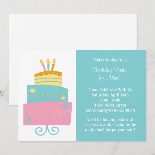 Einladung zur Geburtstagspartei (Vorne/Hinten)