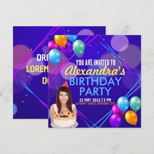 Einladung zur Geburtstagspartei (Vorne/Hinten)