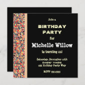 Einladung zur Geburtstagspartei Black Mosaic (Vorne/Hinten)