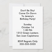 Einladung zur Geburtstagspartei Chameleon (Rückseite)