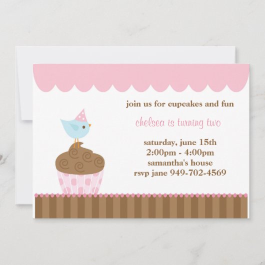 Einladung zur Geburtstagspartei Cupcake (Vorderseite)