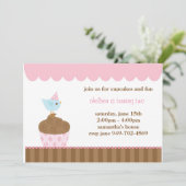 Einladung zur Geburtstagspartei Cupcake (Stehend Vorderseite)