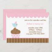 Einladung zur Geburtstagspartei Cupcake (Vorne/Hinten)