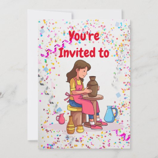 Einladung zur Geburtstagspartei der Töpferei (Vorderseite)