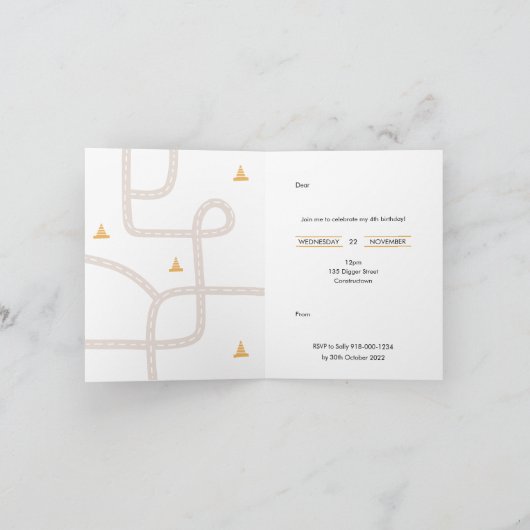 Einladung zur Geburtstagspartei des Baugewerbes (Innenseite)