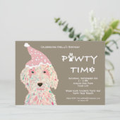 Einladung zur Geburtstagspartei des Hundes (Pawty  (Stehend Vorderseite)