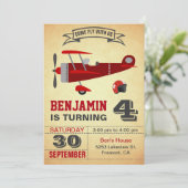 Einladung zur Geburtstagspartei des Vintagen Roten (Stehend Vorderseite)