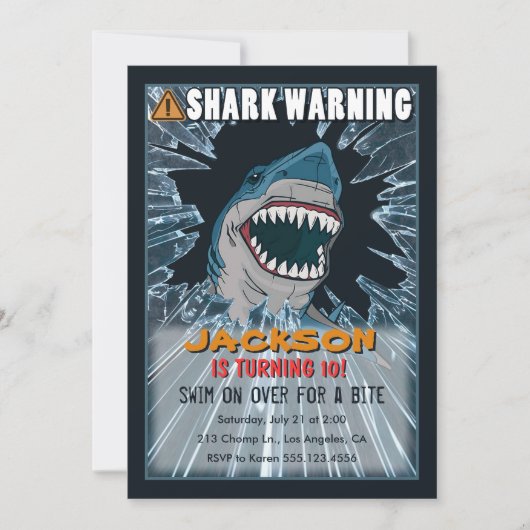 Einladung zur Geburtstagspartei Extreme Shark Boys (Vorderseite)