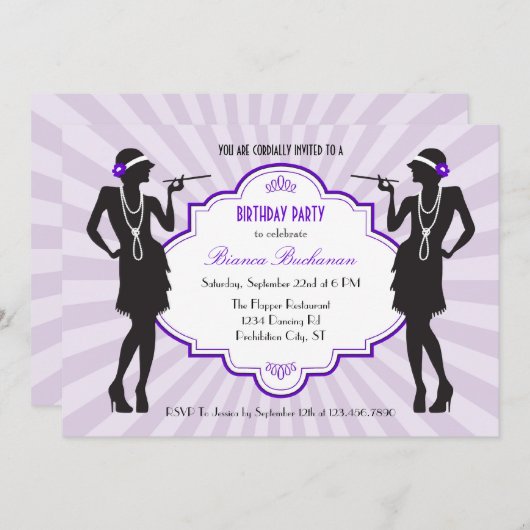 Einladung zur Geburtstagspartei Flapper (Vorne/Hinten)